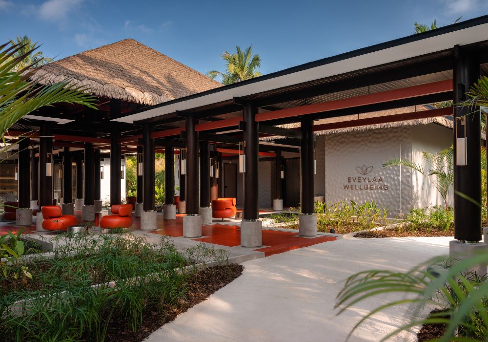 open air wellness centre on surrounded by palm trees luxury travel lifestyle pr